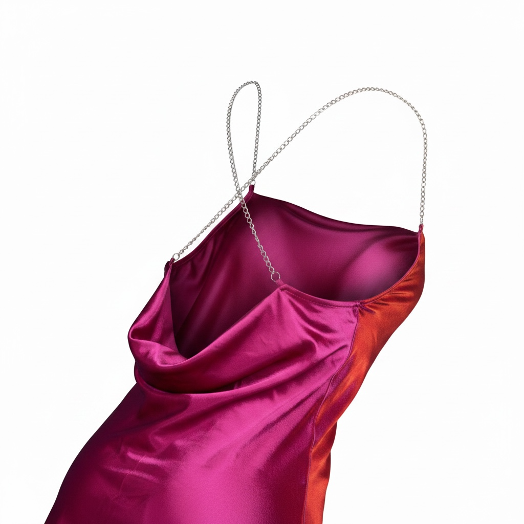 Pink Satin Top With Rhinestone Straps