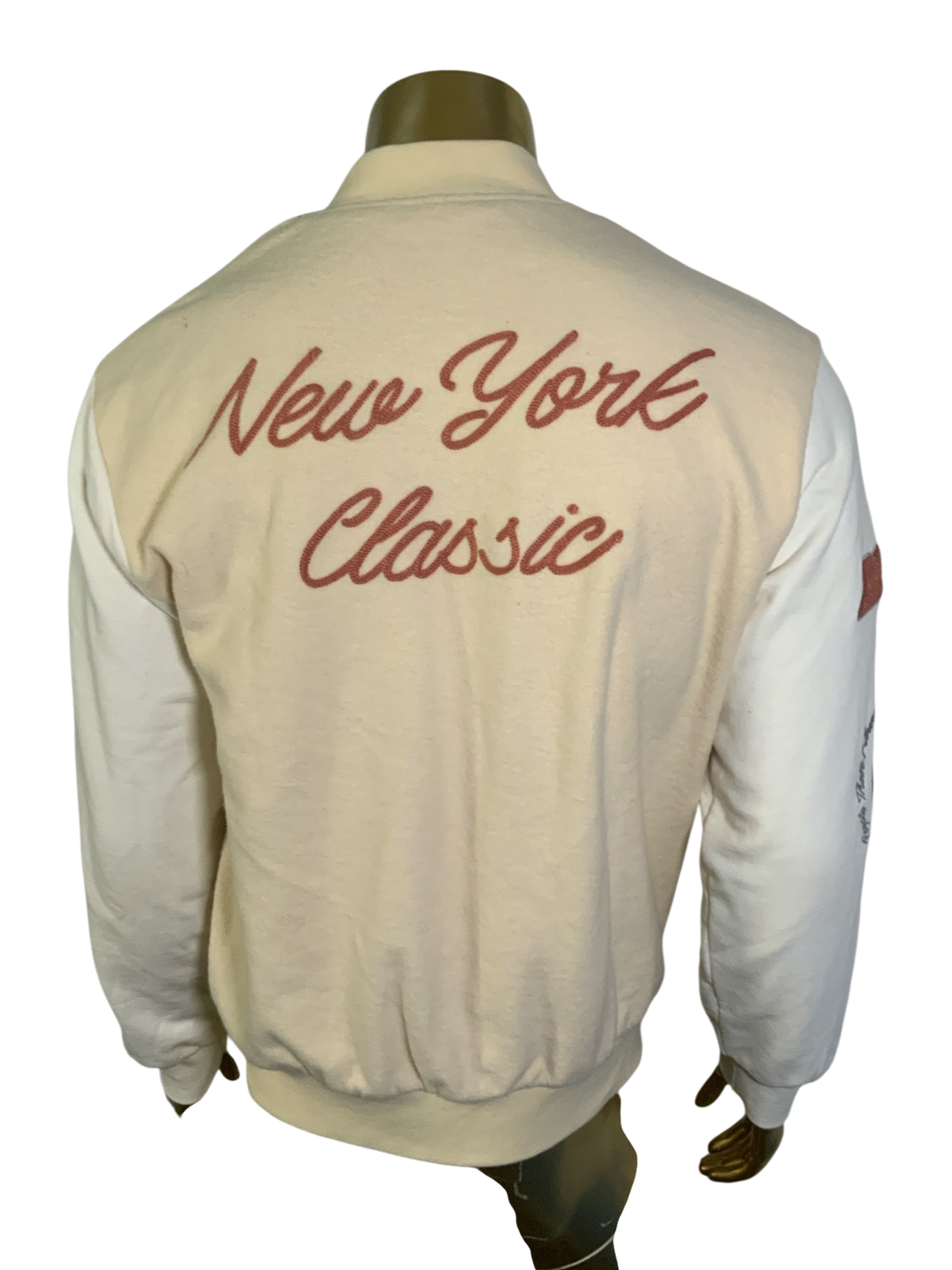 Staple Pigeon x New York Orbits Varsity Zip-Up Jacket Cream Size M