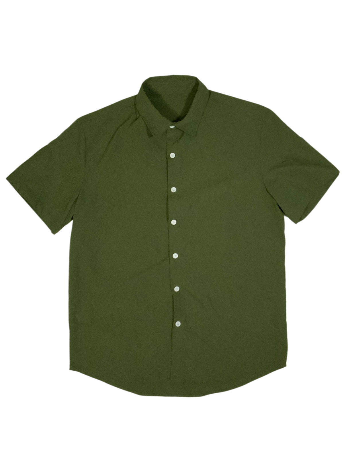 SHEIN Men's Solid Olive Green Short Sleeve Button-Down Shirt