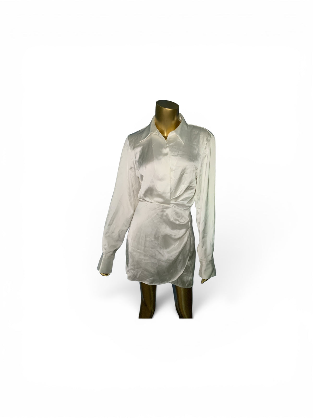ZARA White Satin Asymmetrical Dress