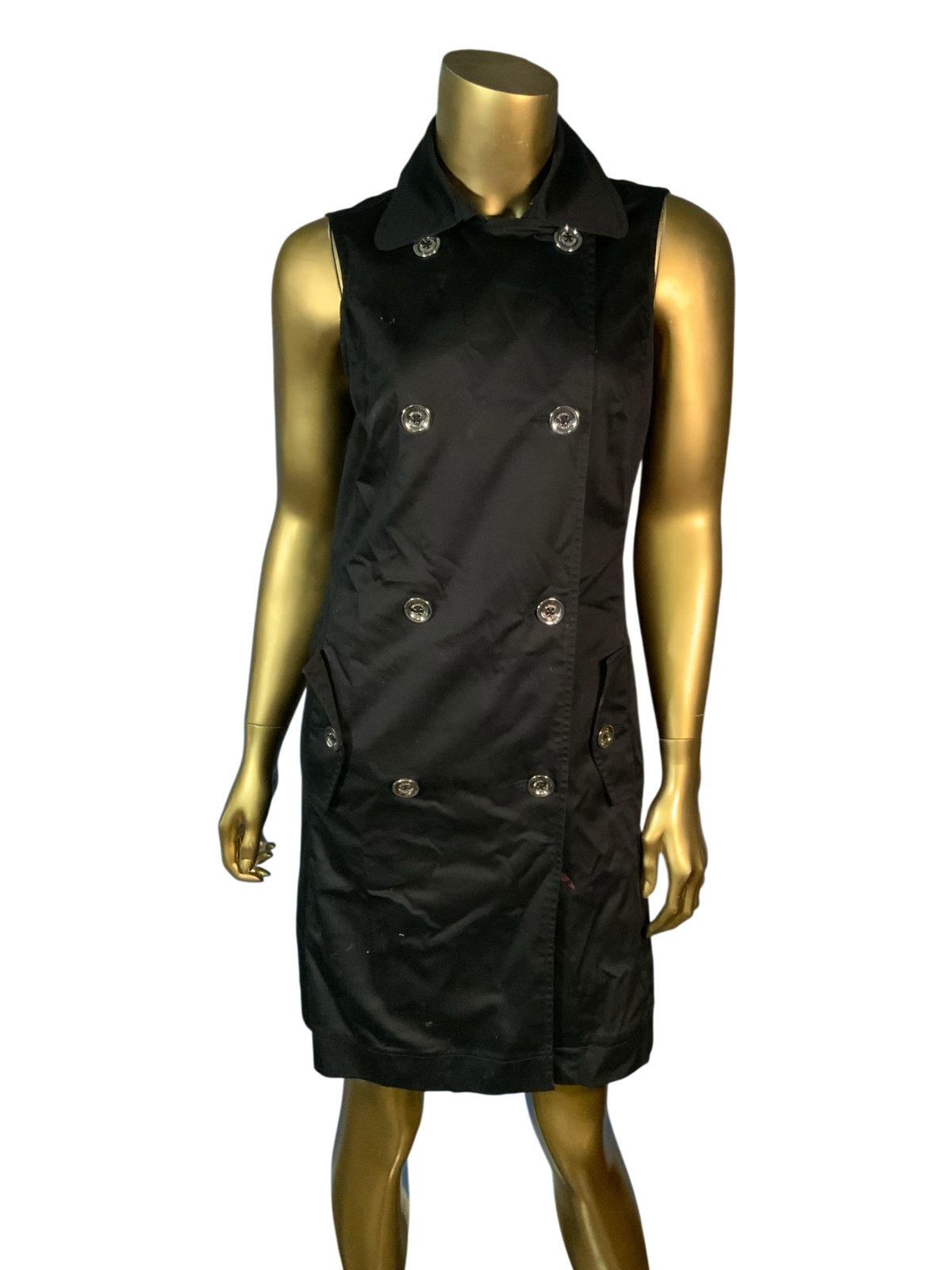 Michael Kors Women's Sleeveless Double-Breasted Button-Down Black Dress