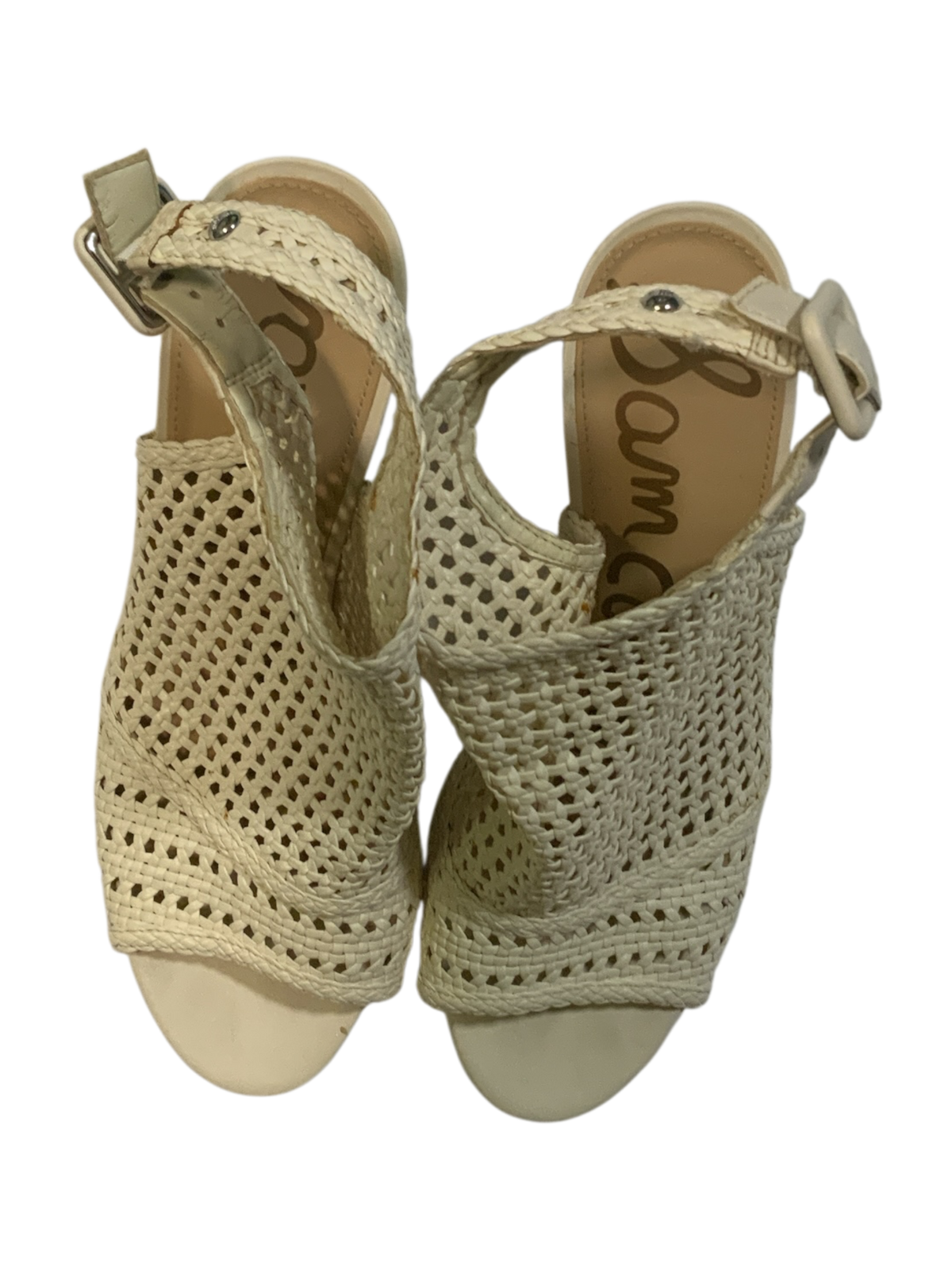 Sam Edelman Evie Basket Weave Open Toe Block Heel Slingback Sandals