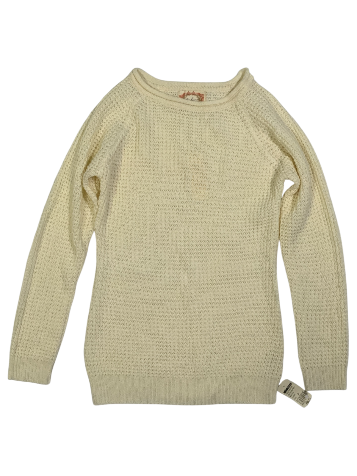 Ambiance Ivory Waffle Knit Raglan Sleeve Pullover Sweater