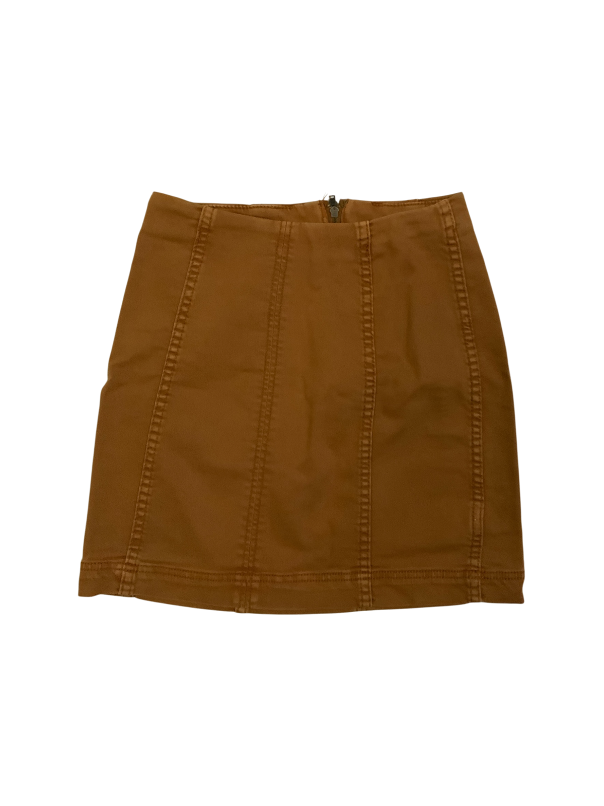 Free People Modern Femme Denim Mini Skirt in Chestnut Brown Size 2
