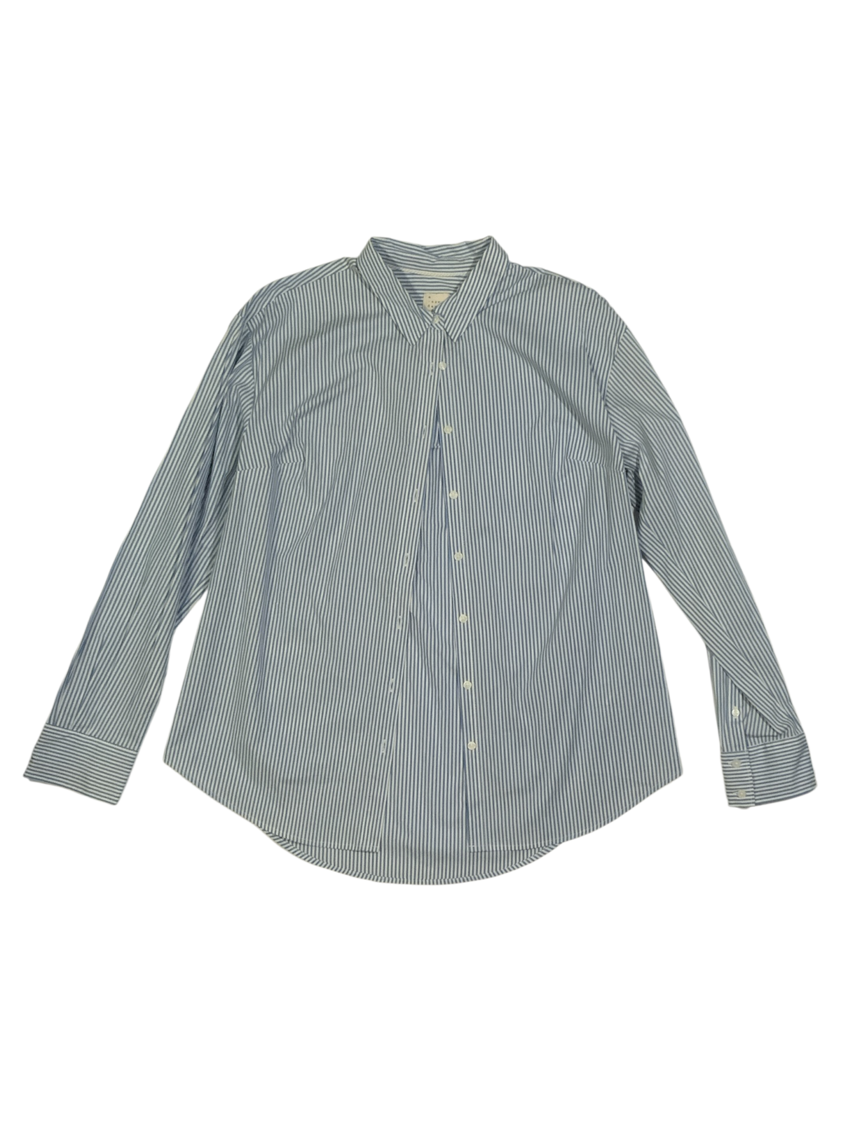A New Day Blue and White Striped Long Sleeve Collar Shirt