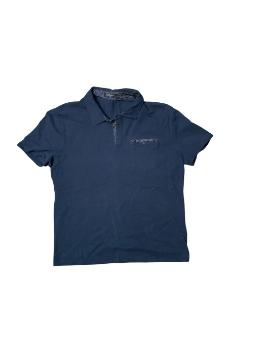 Enlision Dark Blue Collared Short Sleeve Top