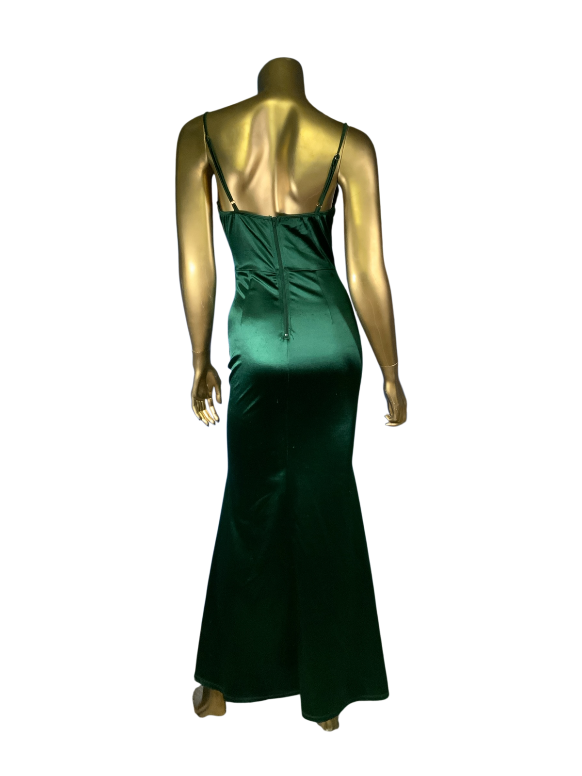 Windsor Jane Cowl Neck Satin Formal Column Dress Dark Green Size XS