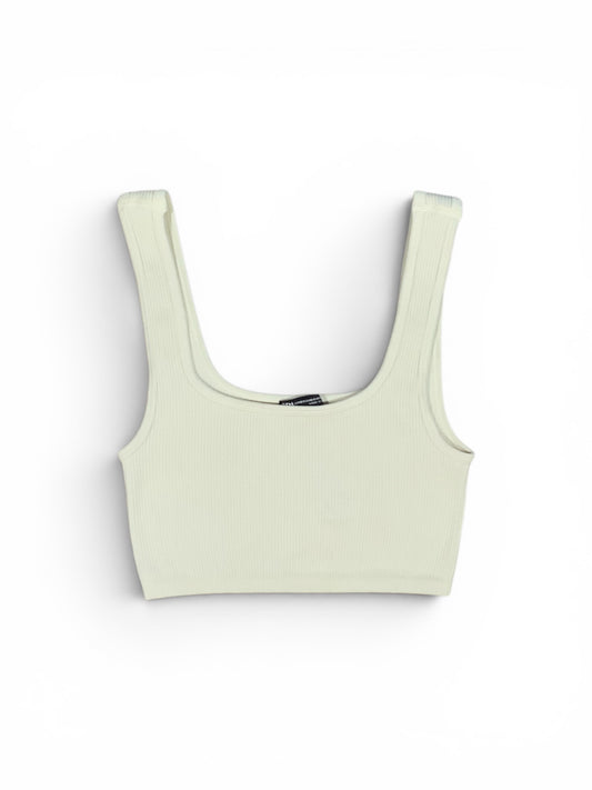 ZARA Crème Ribbed Workout Top Sports Bra