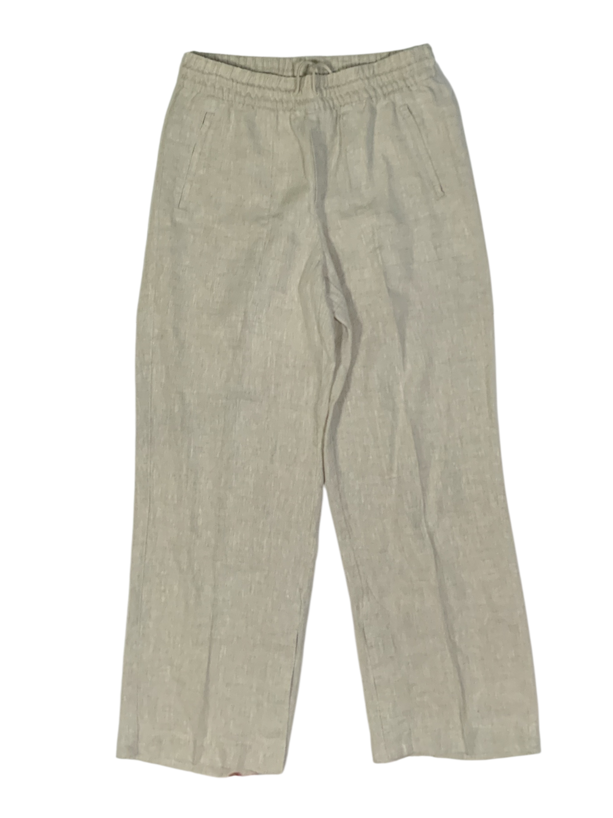 Athleta Women's Cream Linen-Blend Elastic Waist Wide Leg Pull-On Pants