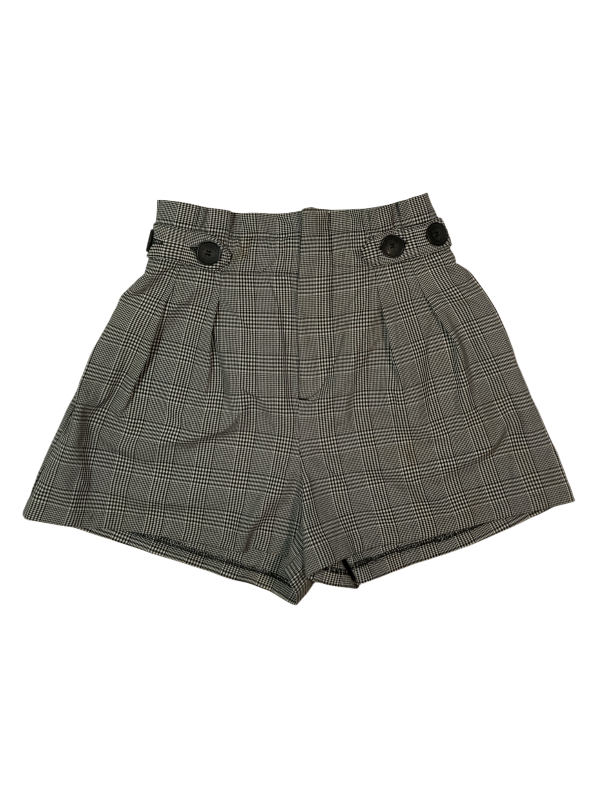 ZARA TRF Collection Plaid High-Waisted Paperbag Shorts