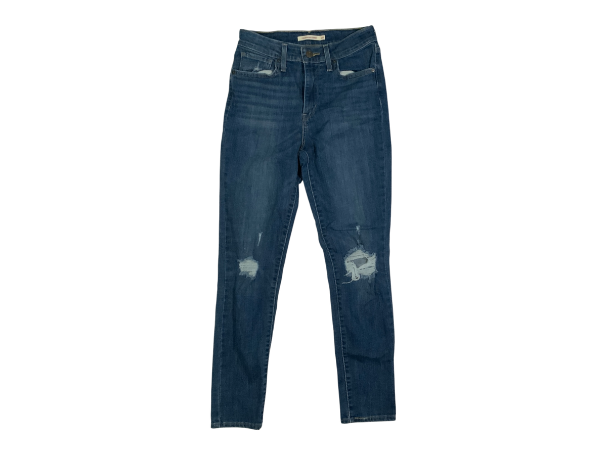 Levi's 721 High Rise Skinny 28 Blue Jean Pants Ripped Knees