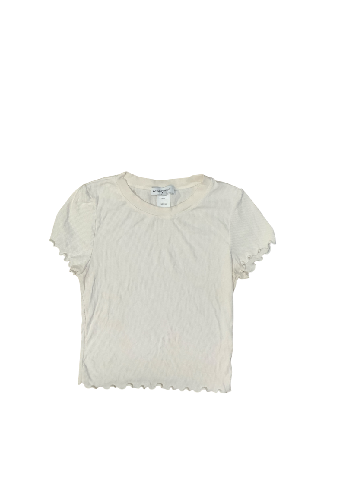 WeWoreWhat White Short Sleeve Ribbed Top & Shorts Casual Set