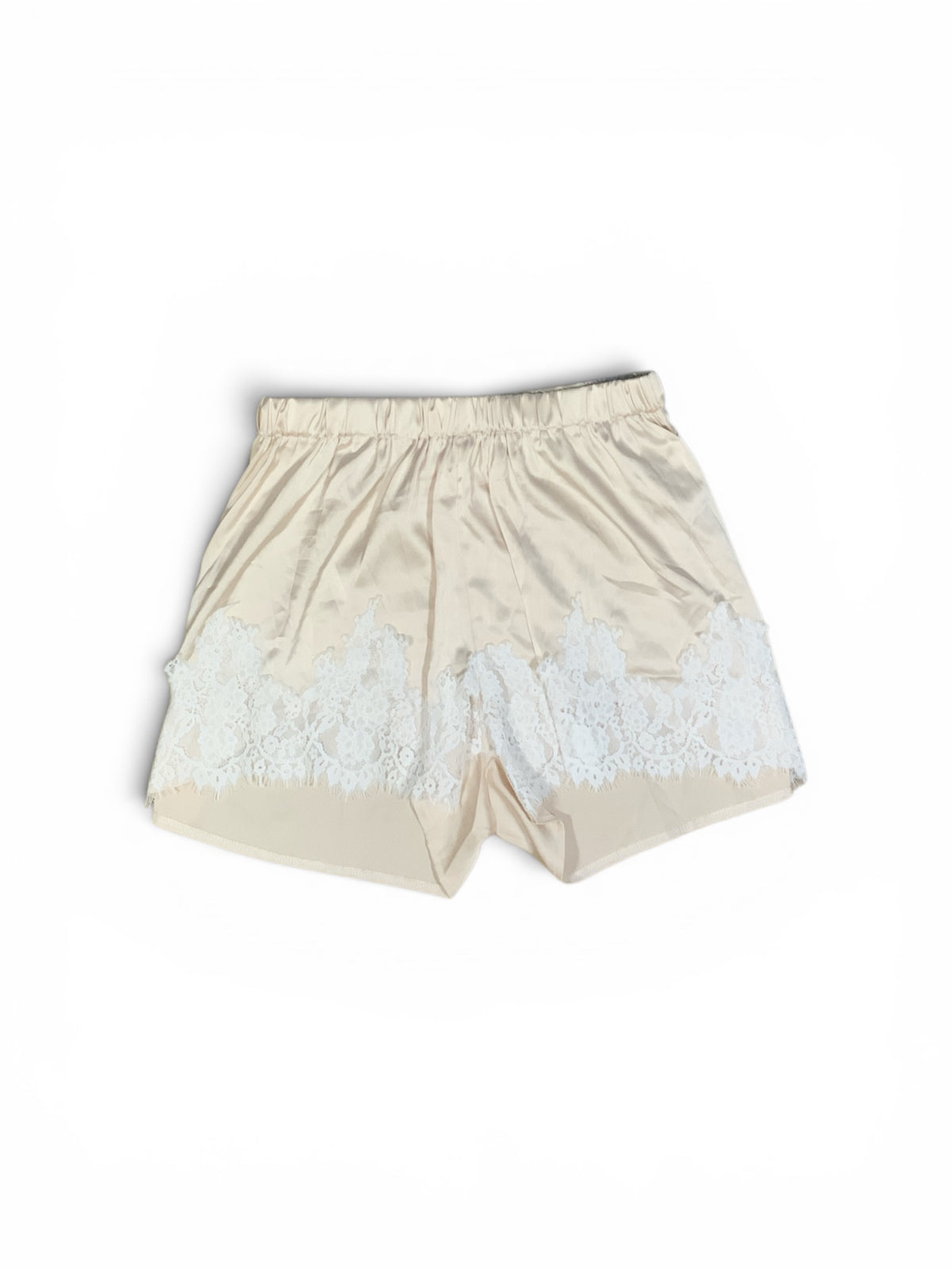 Crème Satin Pajama Shorts Lace