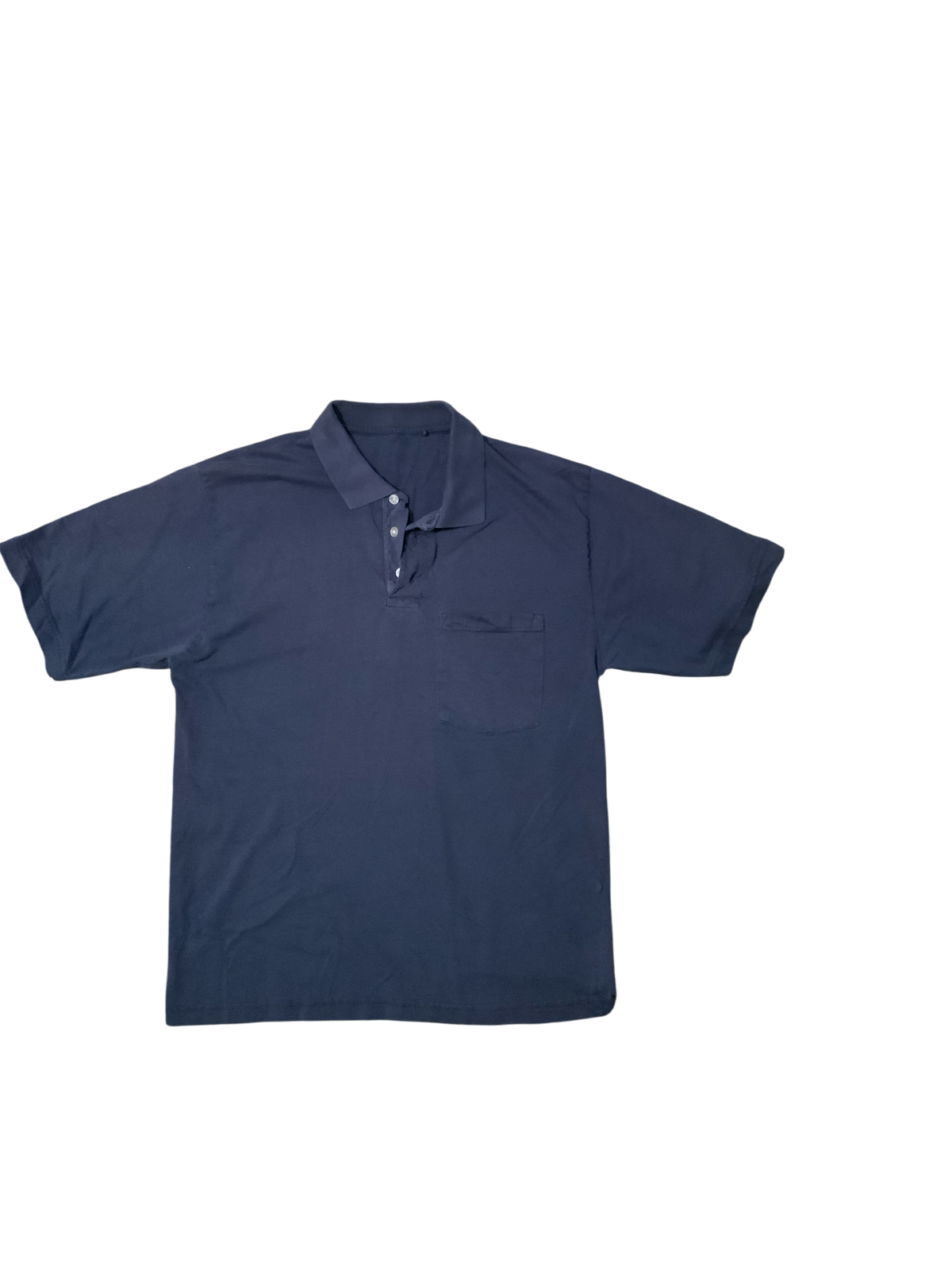 Dark Blue Collared Short Sleeve Top