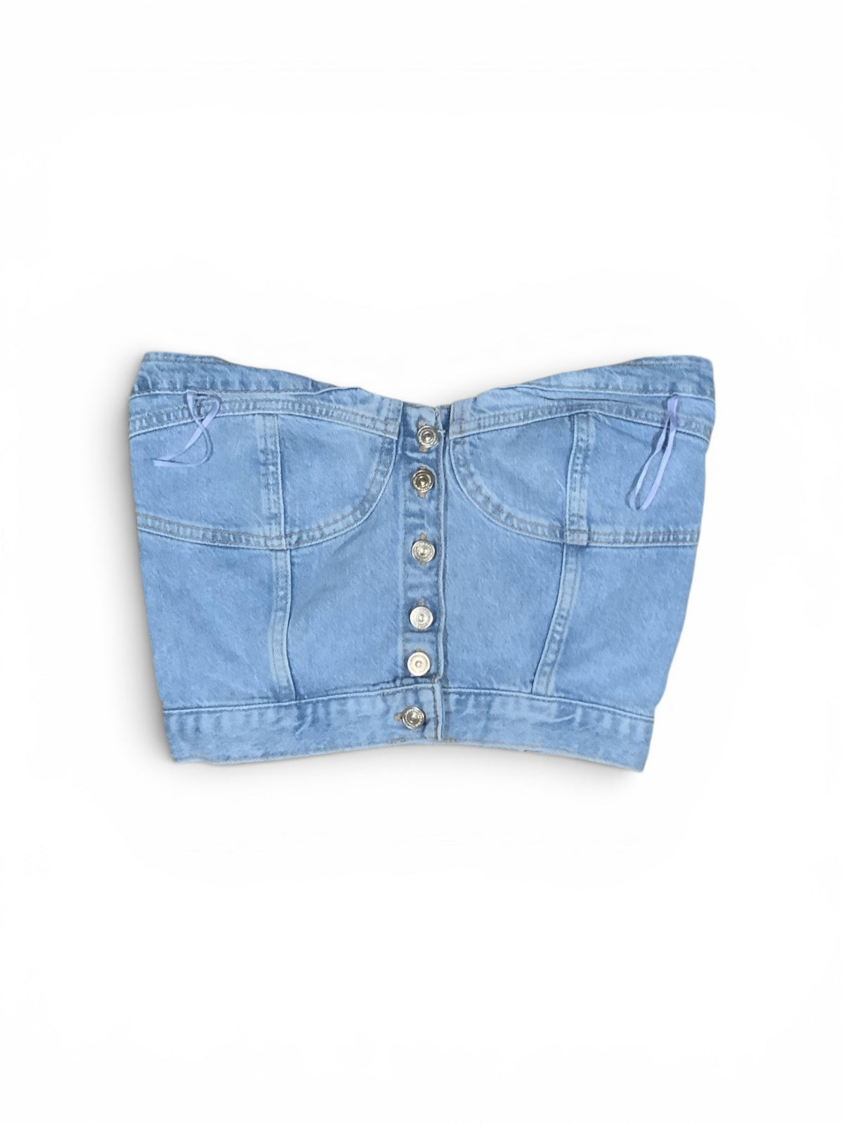 ZARA Blue Jean Crop Top Sleeveless
