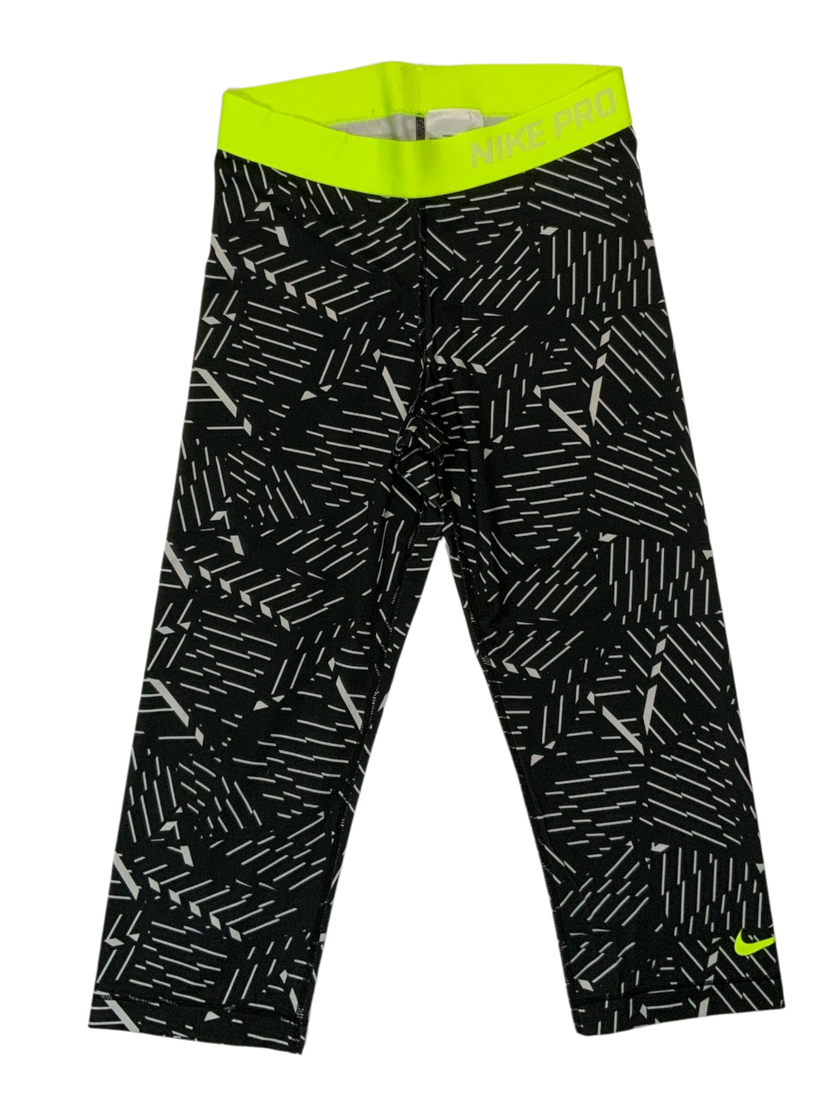 Nike Neon Yellow Waistband Capri Leggings