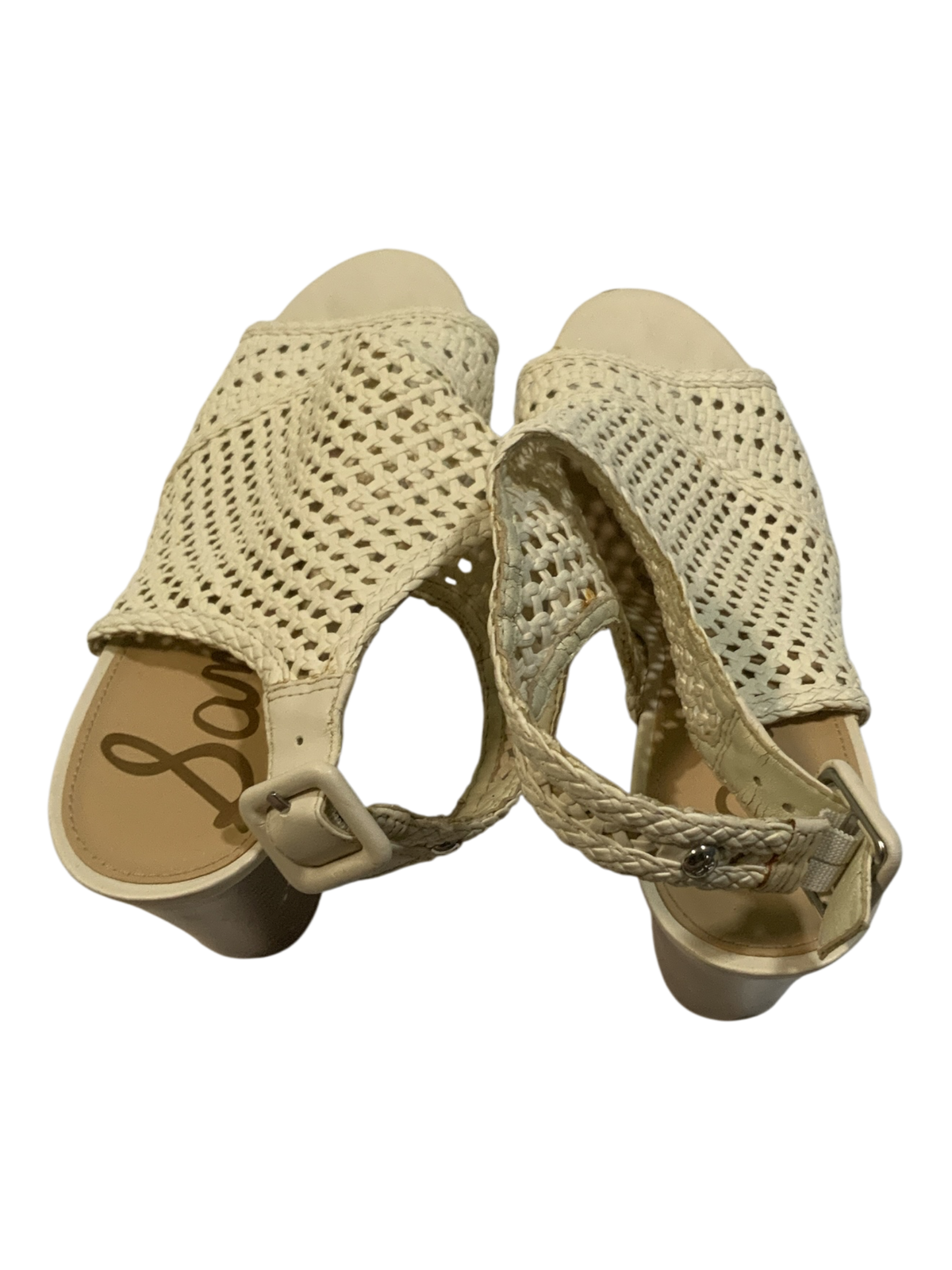 Sam Edelman Evie Basket Weave Open Toe Block Heel Slingback Sandals