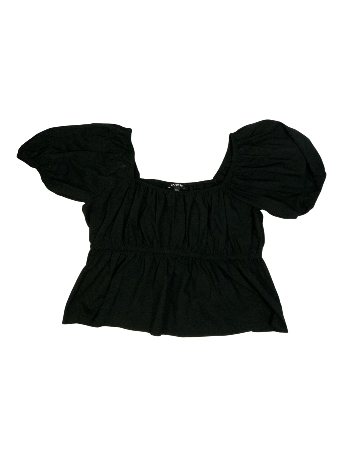 Express Black Puff Sleeve Peplum Top Size XL