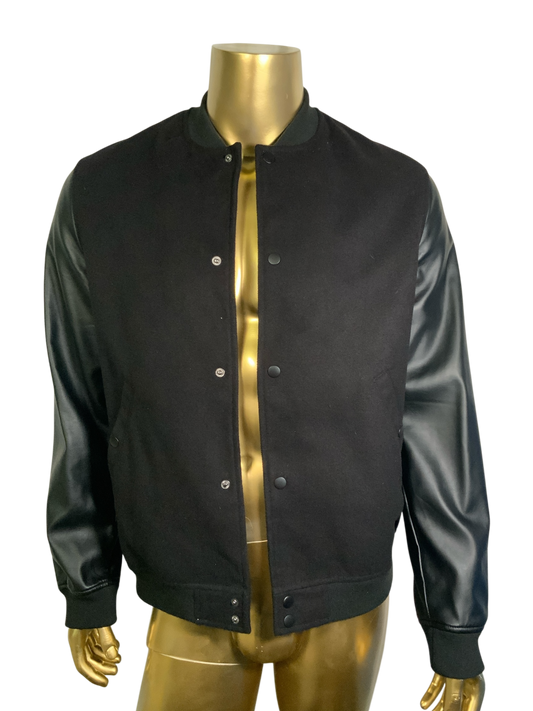 ASOS Letterman Varsity Jacket Wool Torso Leather Sleeves