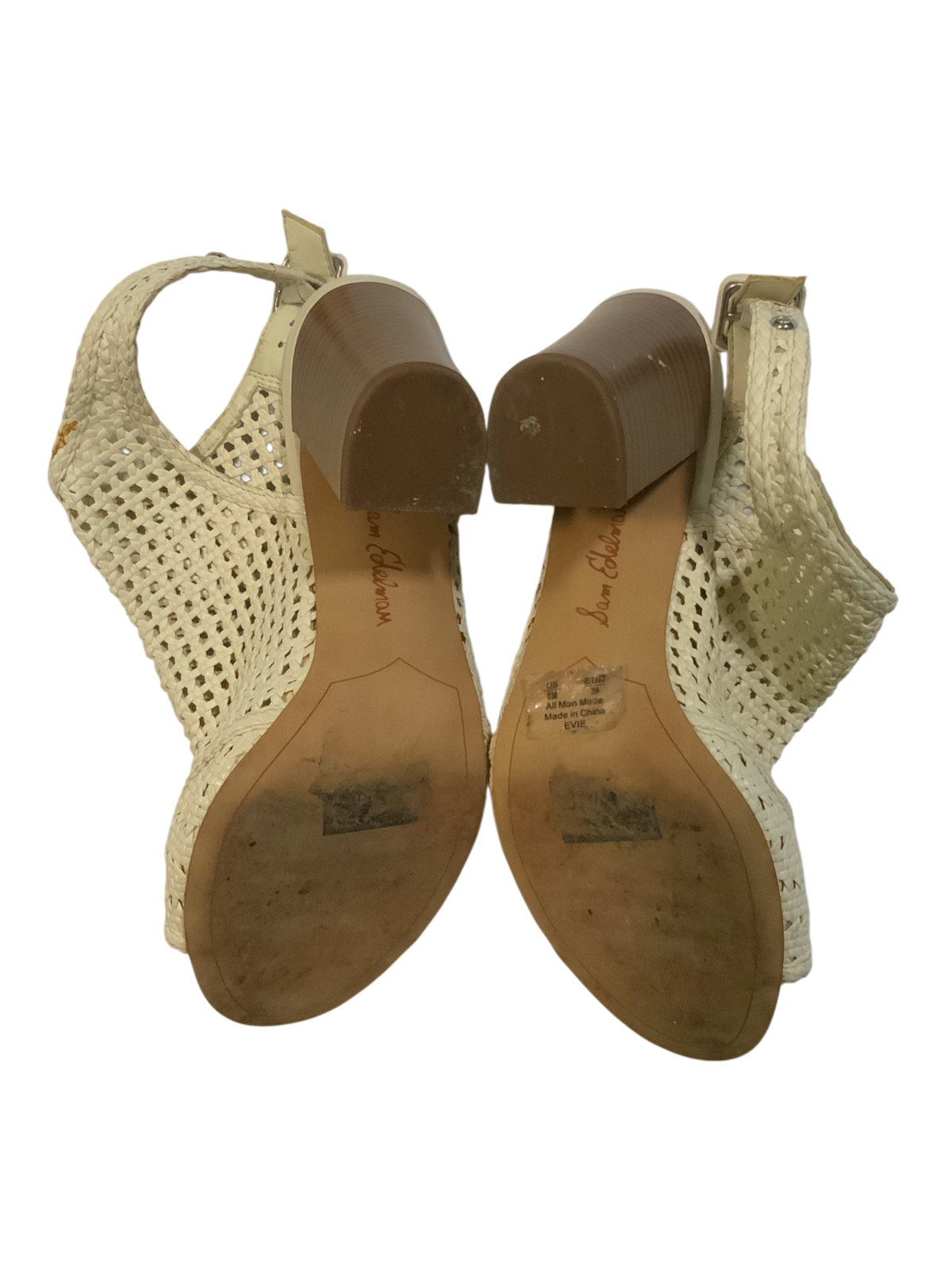 Sam Edelman Evie Basket Weave Open Toe Block Heel Slingback Sandals