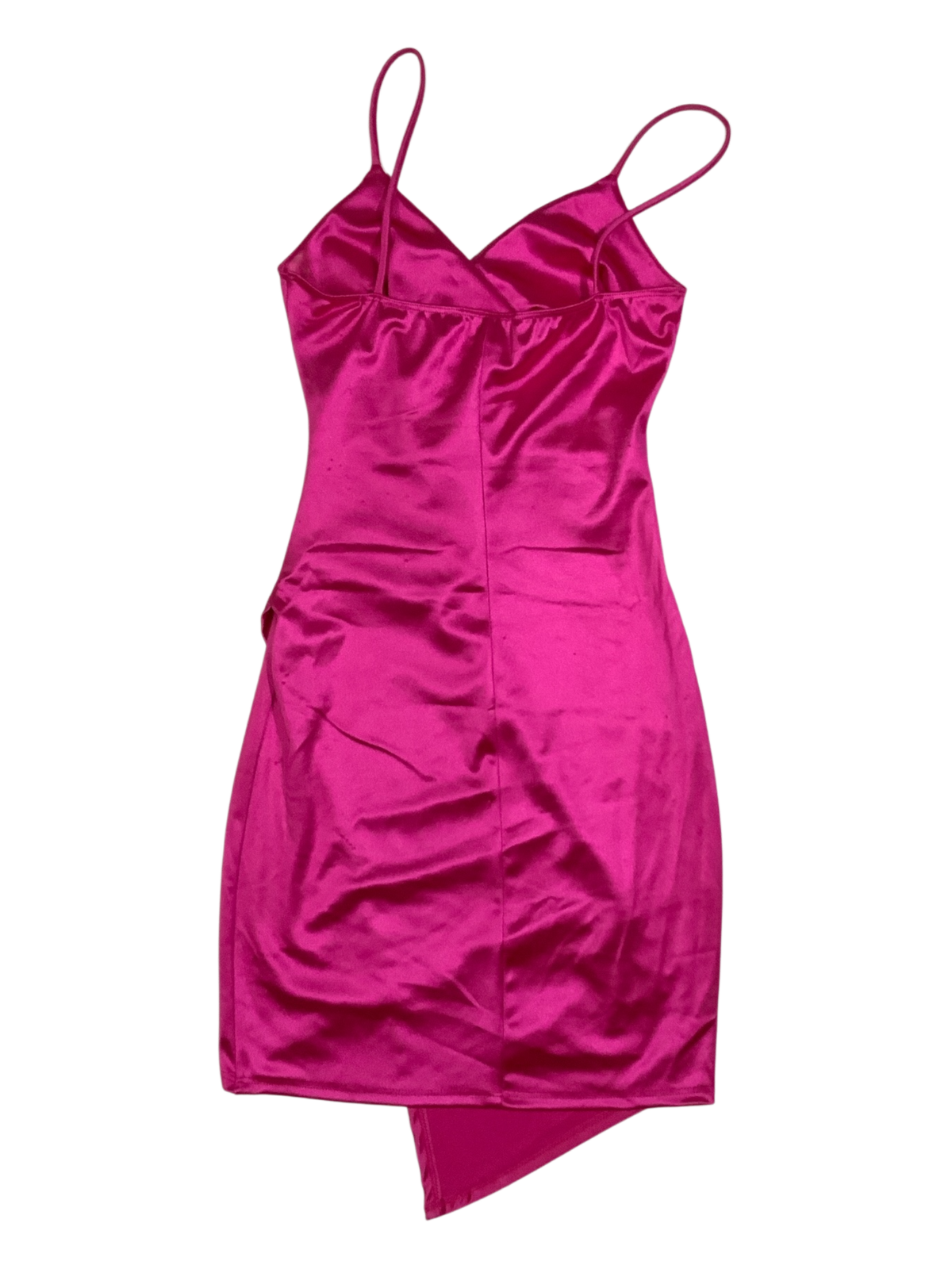 Cristina Hot Pink Silk Mini Cocktail Dress Asymmetrical