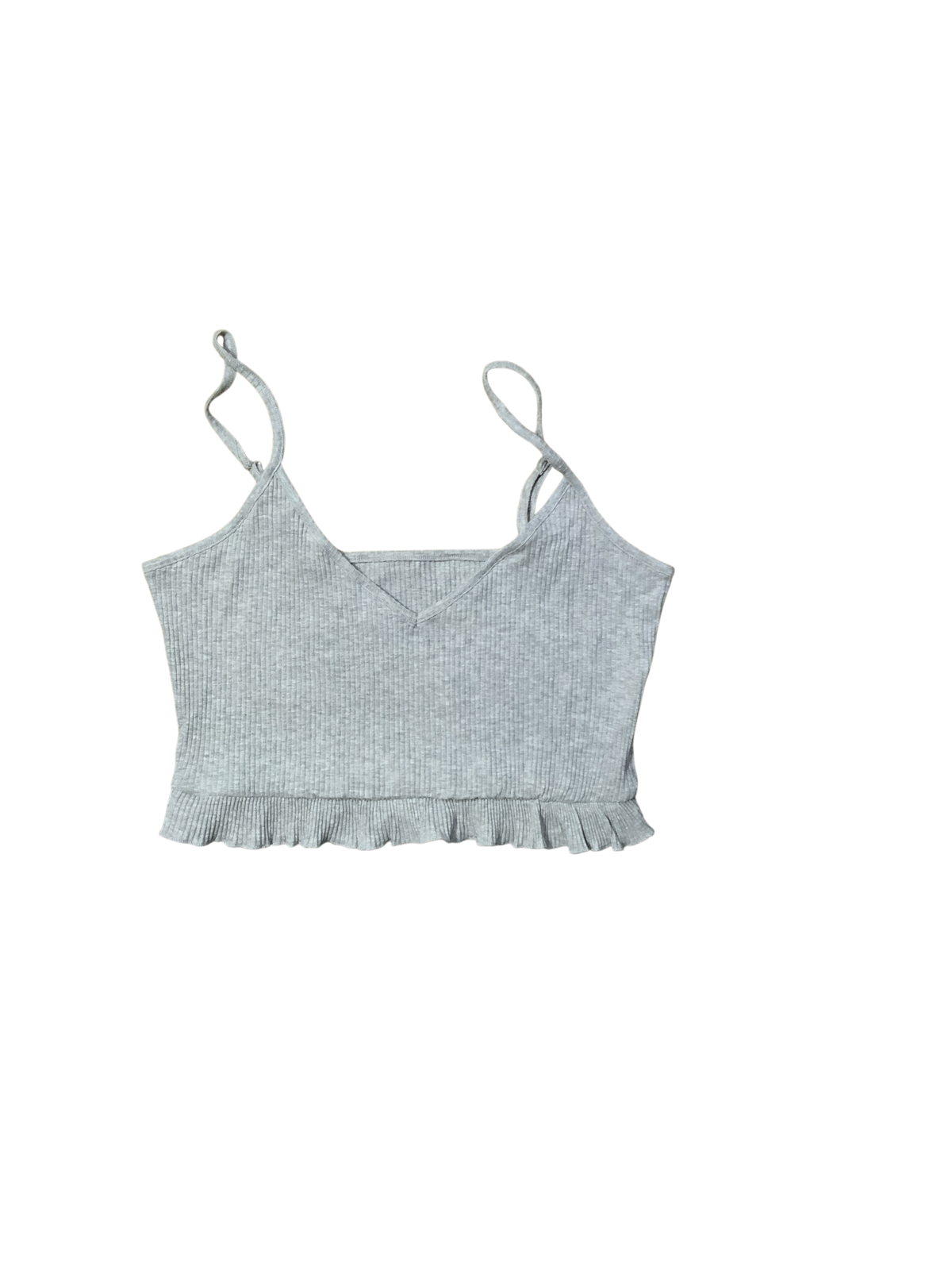 Grey Ribbed Crop Top & Shorts Pajama Set