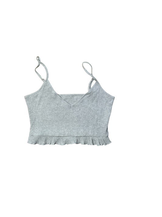 Grey Ribbed Crop Top & Shorts Pajama Set