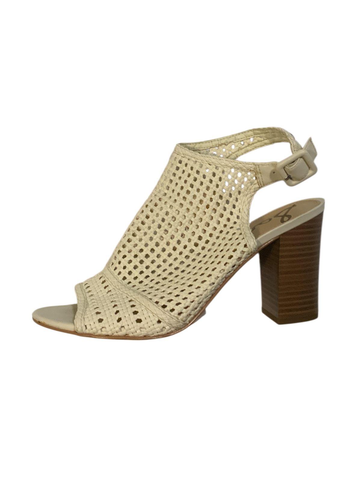Sam Edelman Evie Basket Weave Open Toe Block Heel Slingback Sandals