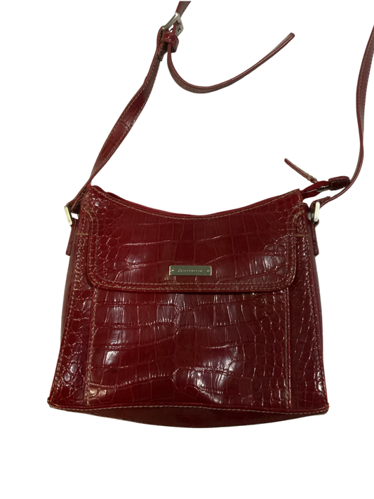 Liz Claiborne Accessories Maroon Croc-Embossed Faux Leather Crossbody Bag