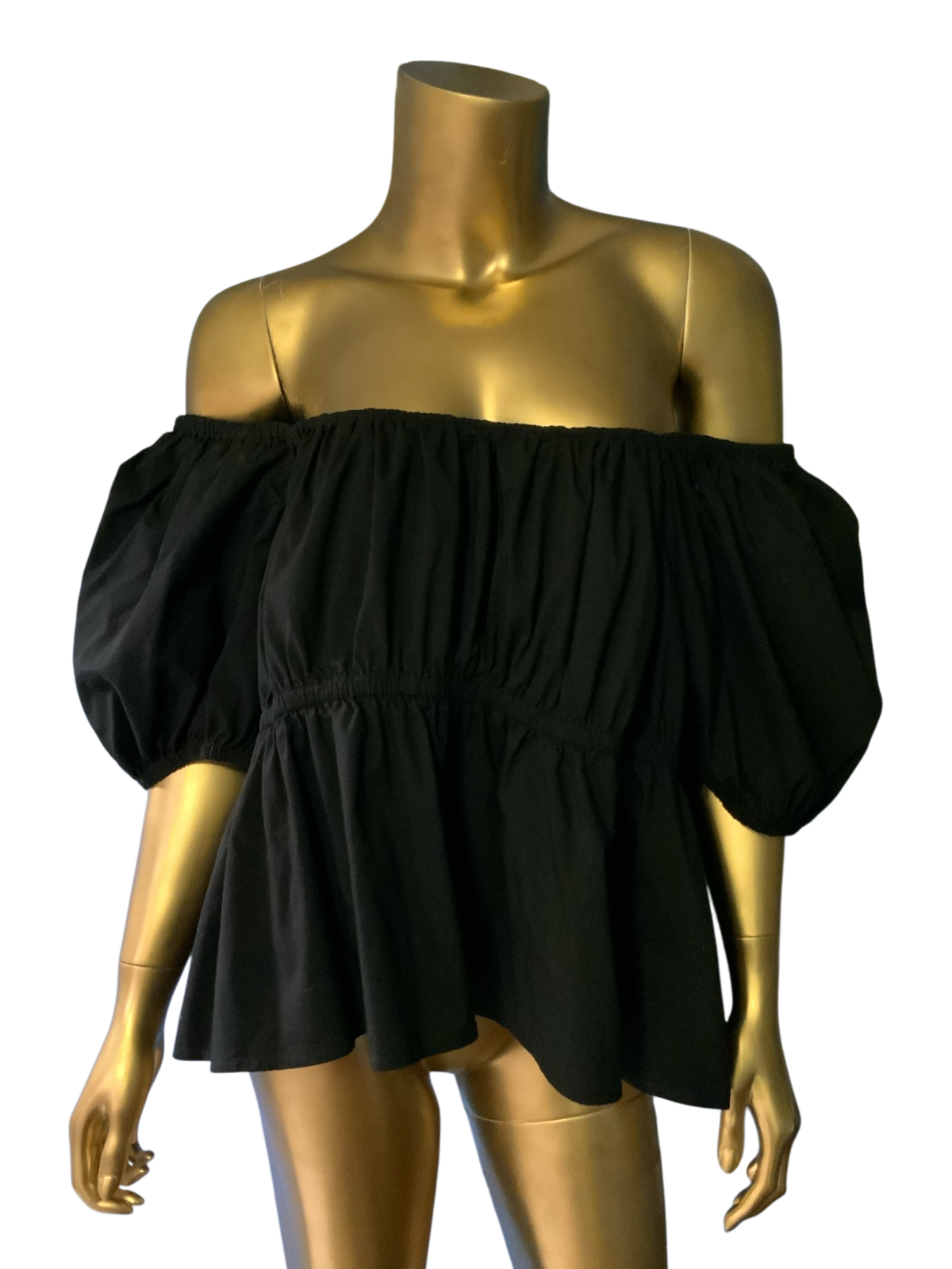 Express Black Puff Sleeve Peplum Top Size XL