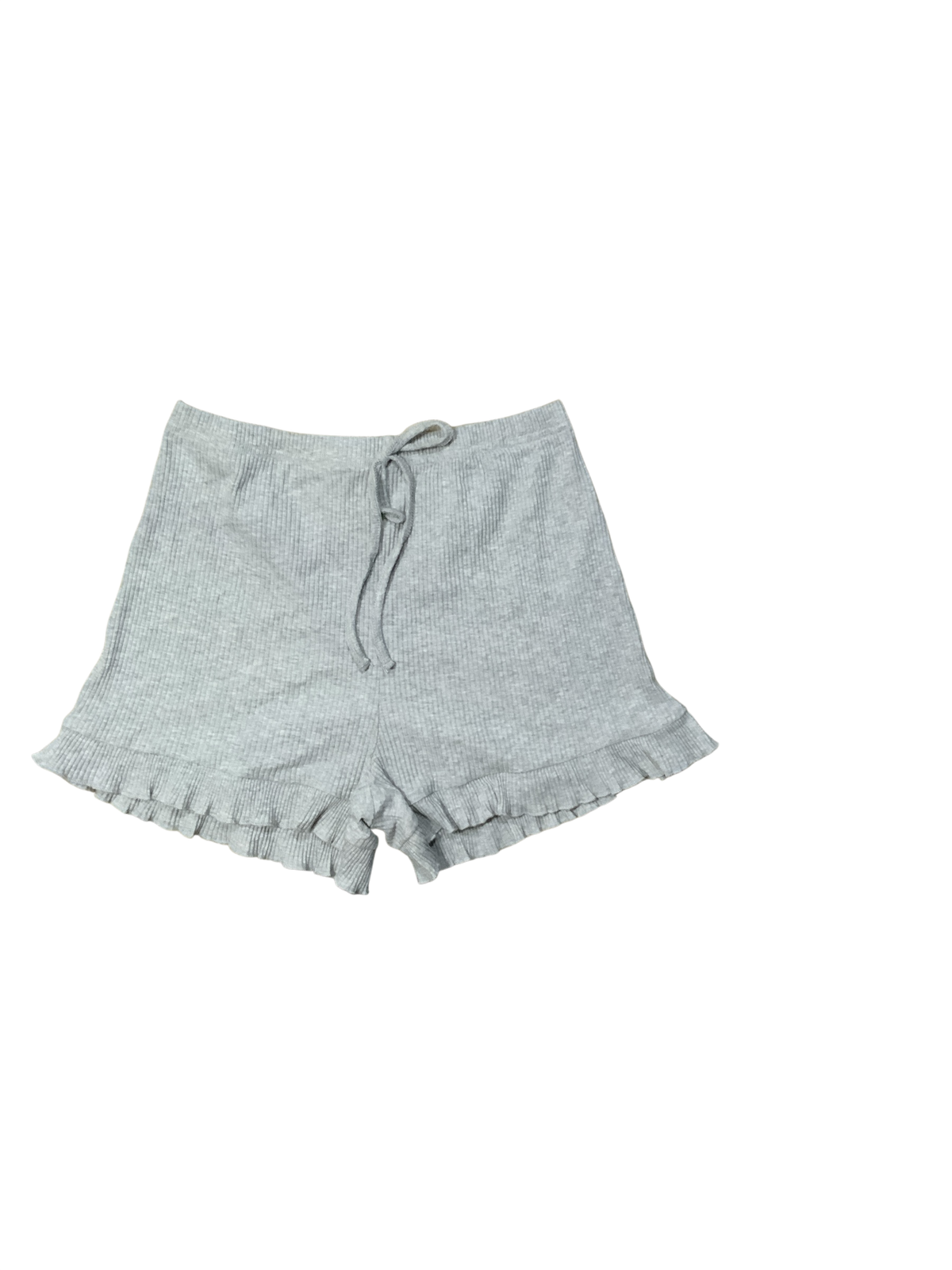 Grey Ribbed Crop Top & Shorts Pajama Set