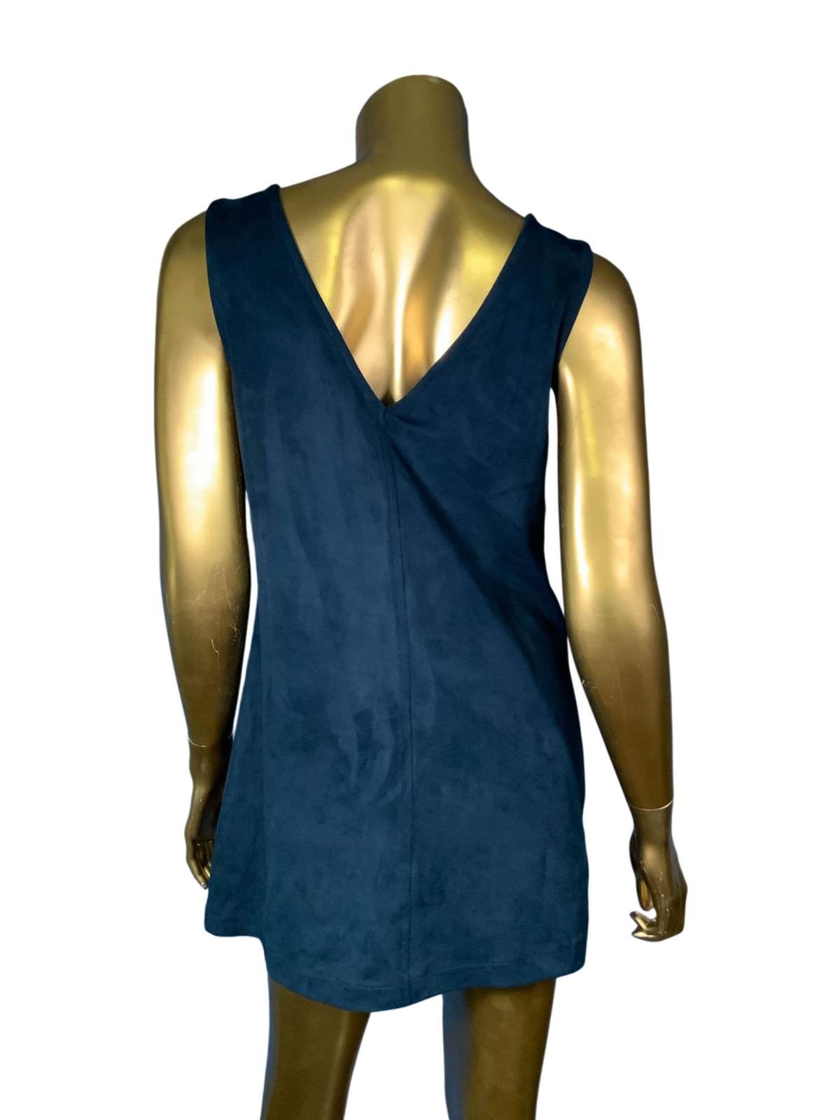 Blue Suede Mini Dress Fringe Size S