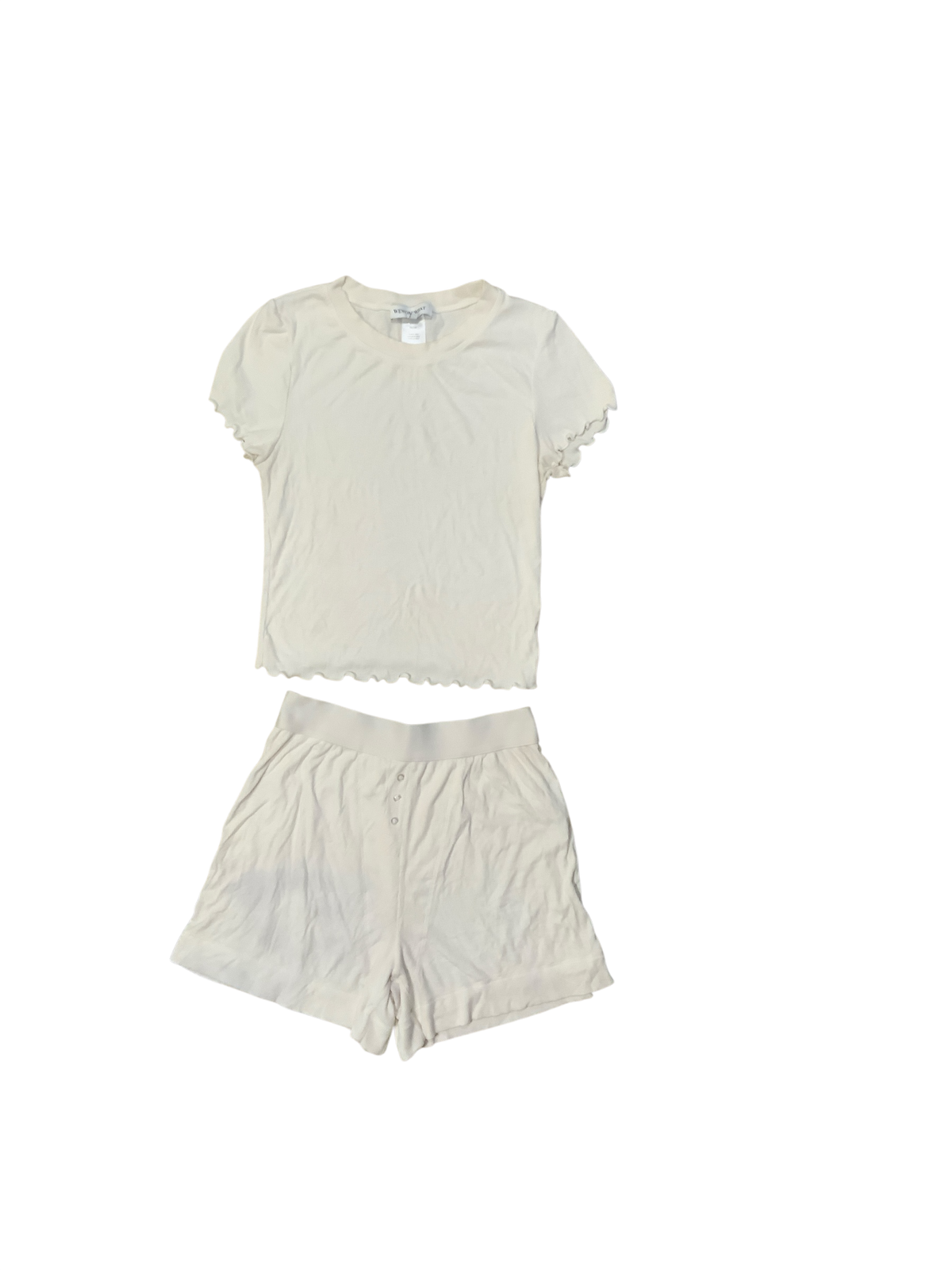 WeWoreWhat White Short Sleeve Ribbed Top & Shorts Casual Set