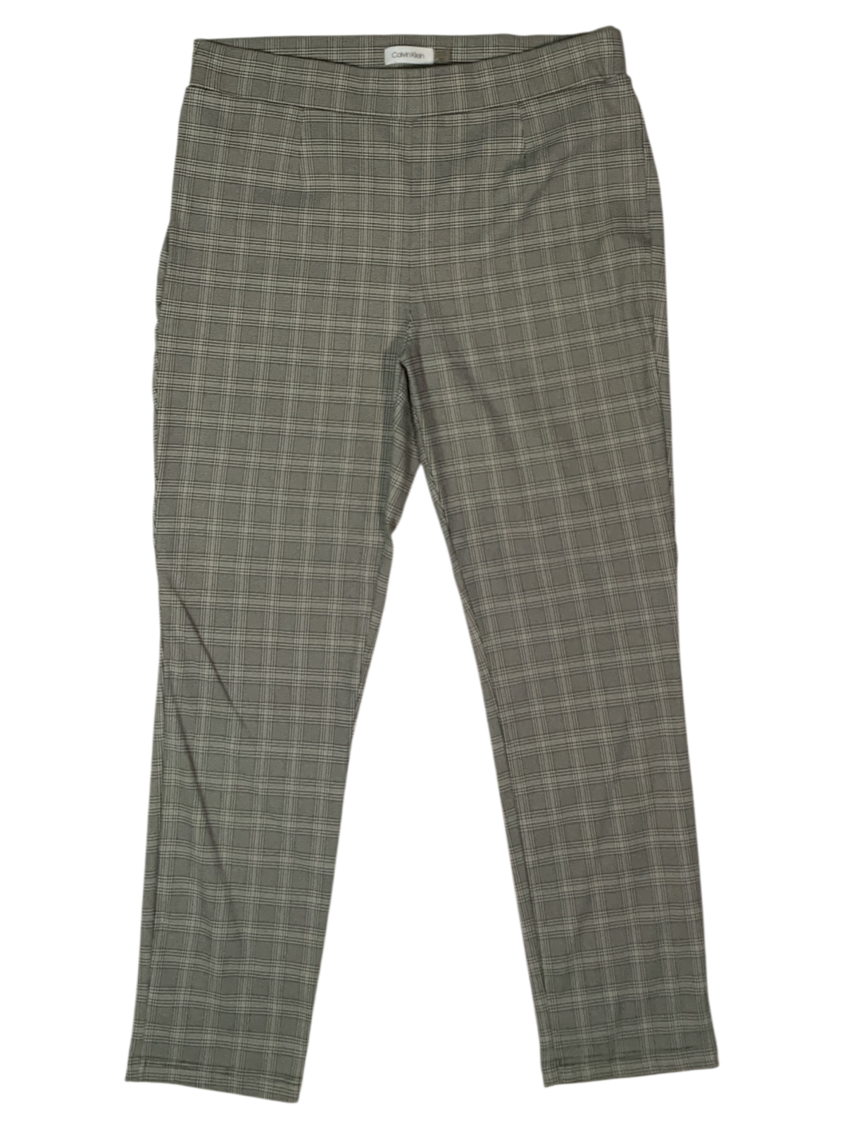 Calvin Klein Women’s Gray Plaid Stretch Slim-Leg Dress Pants Size 14