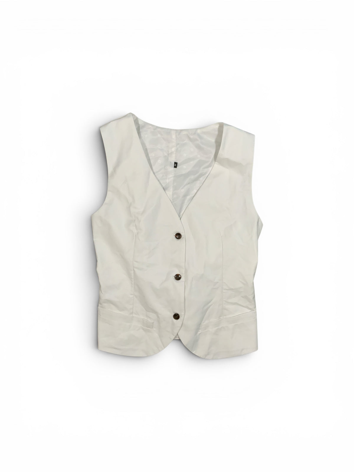White V-Neck Button-Front Vest