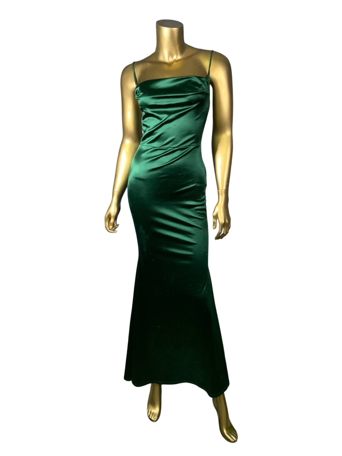 Windsor Jane Cowl Neck Satin Formal Column Dress Dark Green Size XS