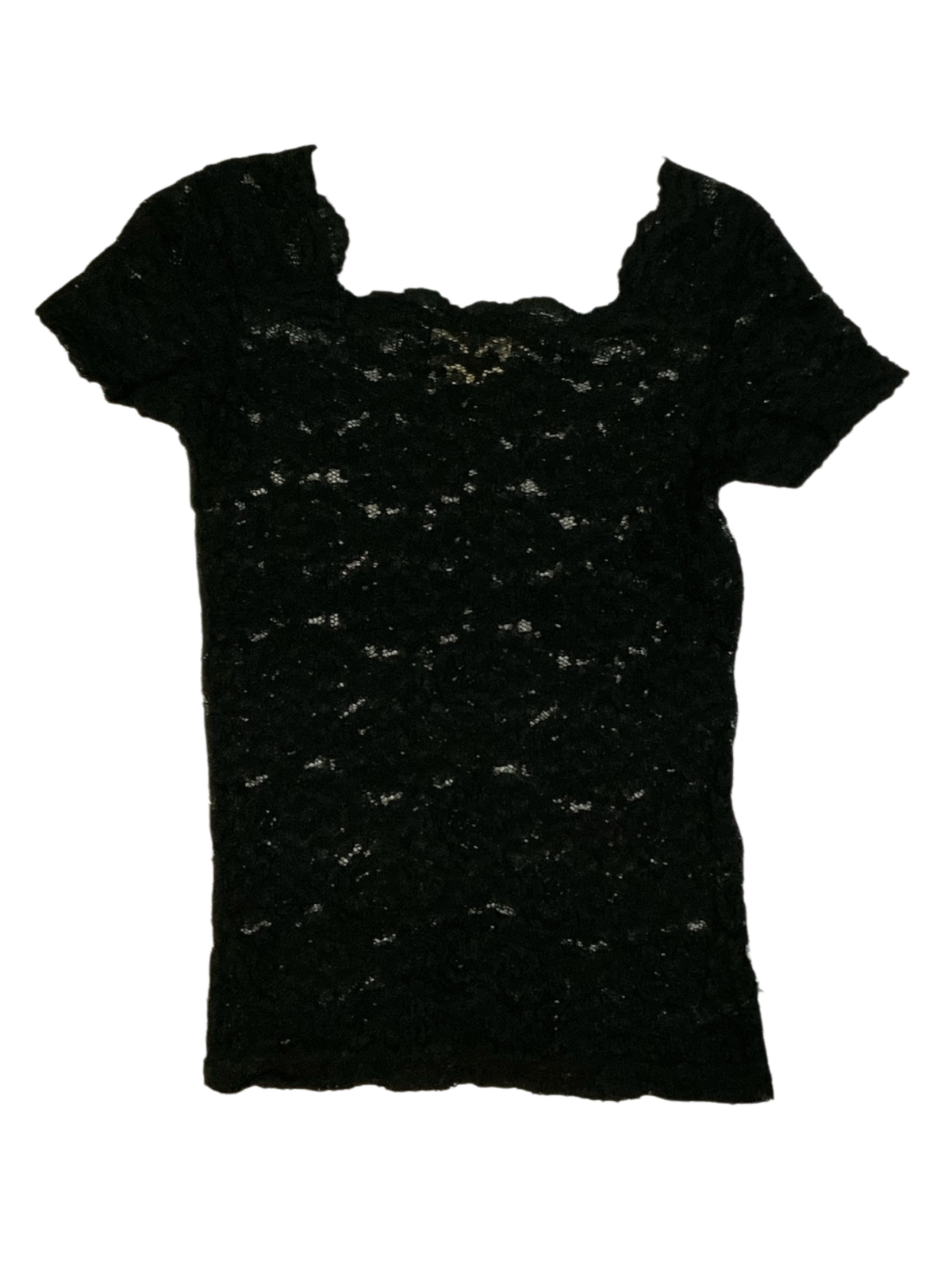 Victoria's Secret Black Lace Short Sleeve Sheer Top