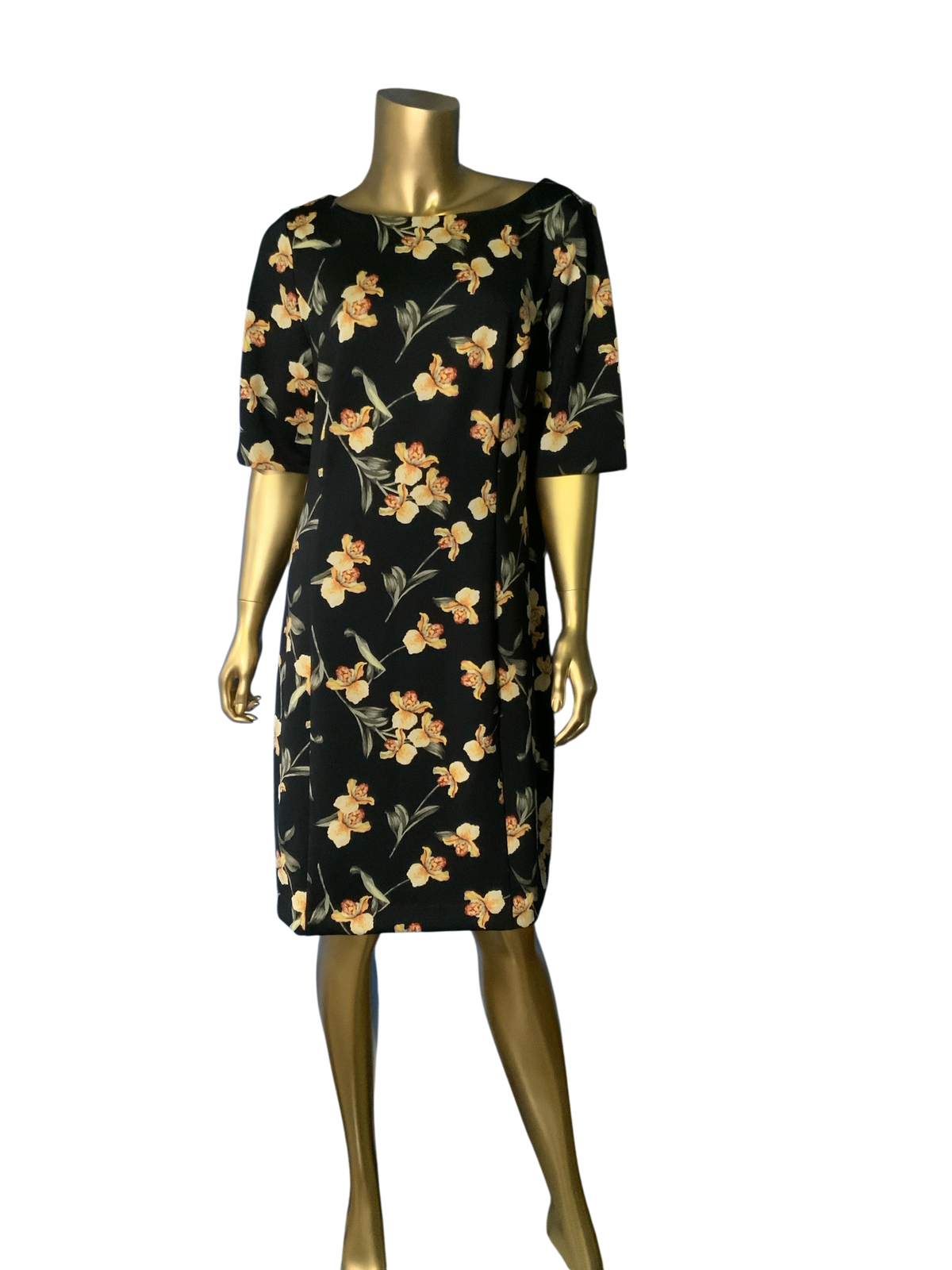White House Black Market Black Floral Print Sheath Dress