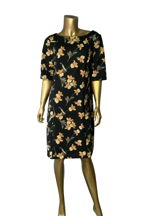 White House Black Market Black Floral Print Sheath Dress